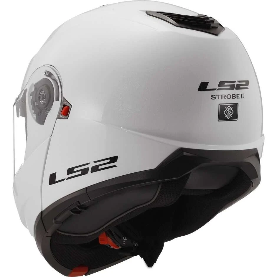 LS2 CASCO MOTO MODULARE FF908 STROBE 2 GLOSS WHITE 2206 - Immagine 3 di 4