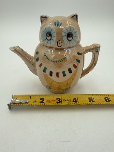 Vintage Pristine Pier 1 Owl Demitasse Ceramic Glazed Teapot 5" Sweet and Cute! - Picture 9 of 9