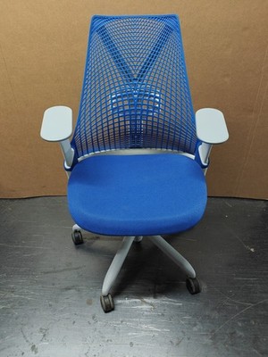 Blue Sayl Office Desk Chair  Herman Miller Up Down Arms White Seat/Frame Lumbar