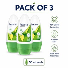 Rexona Aloe Vera Roll On Deodorant For Women 50ml Pack of 3 Alcohol Free FS New