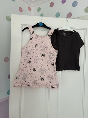 Sehr guter Zustand Mädchen 2-3 Jahre Disney Trägerkleid Minnie Mouse Space Galaxy Denim rosa
