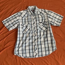 Dickies Men's Shirt Size M/L Blue Plaid Collar SS EUC