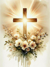 Religious Cross Diamond Art Kits for Adults, Jesus Christ Cross 5D Diamond Paint