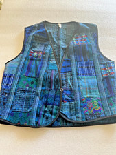 Vintage Guatemalan Patchwork Vest Handmade  Boho Hippie Style S