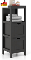Costway Badschrank Schmal, Badezimmerschrank Mit 2 Schubladen & Offenem Fach, Ba