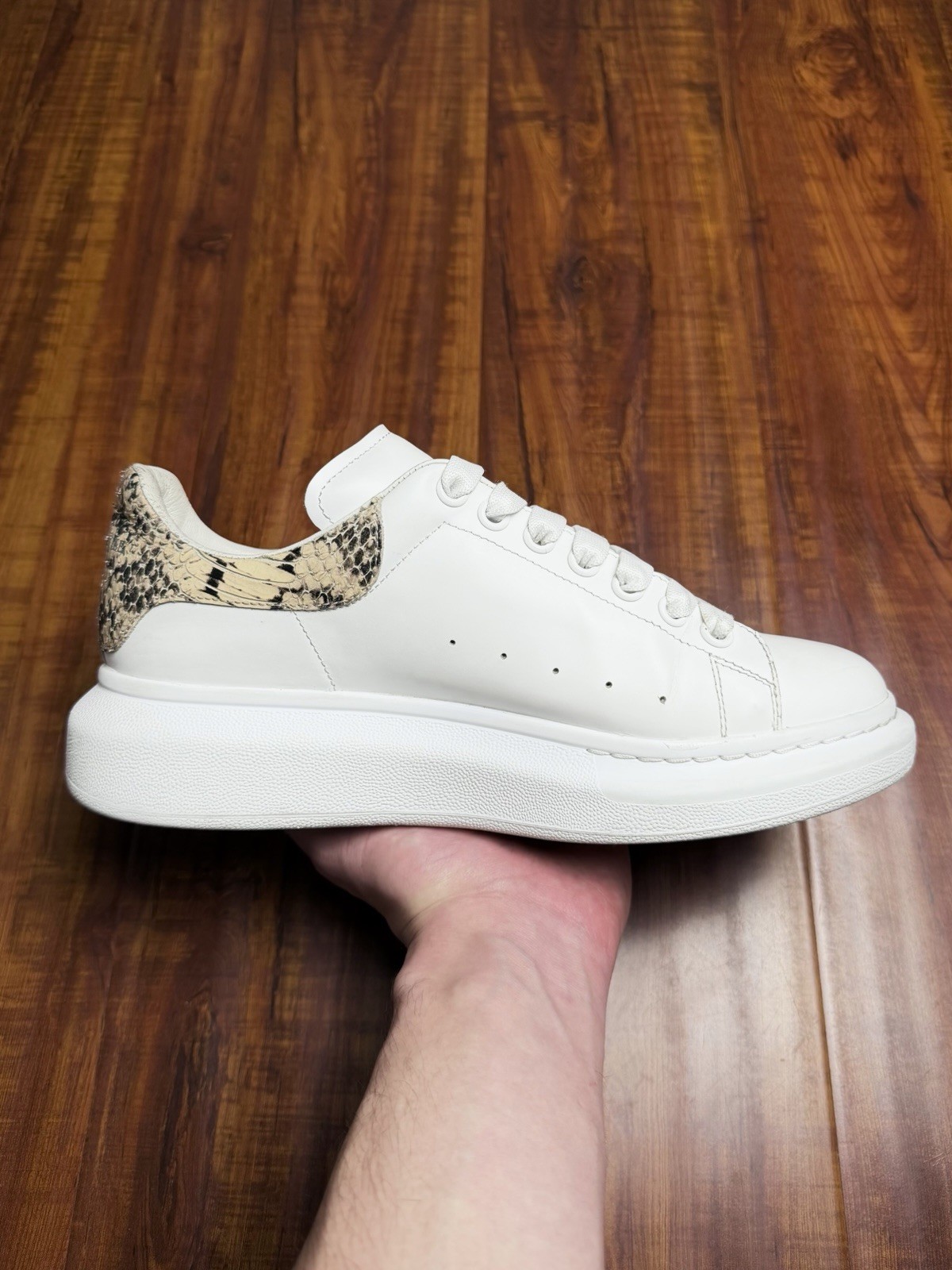 Alexander McQueen White Beige Python Snakeskin Me… - image 3