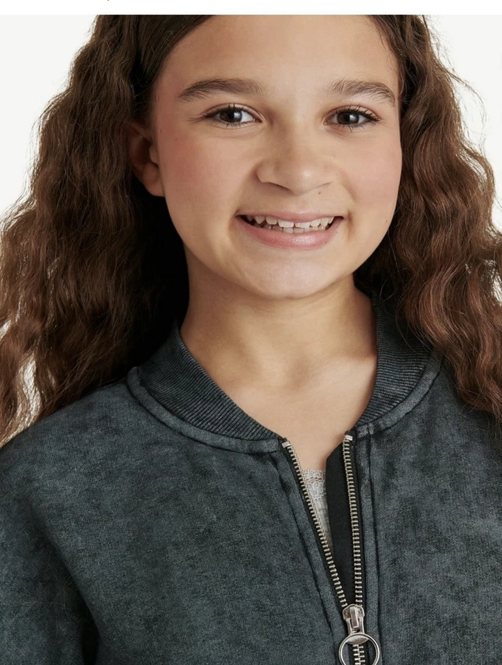 Chaqueta de bombardero Justice Girls polar lavada negra talla XL Plus (16P-18P) nueva con etiquetas Foto 4 de 4