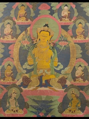 A large Tibetan 'Manjusri' thangka, 19th C.Work: 148 x 116,5 cm - Bild 1 von 4
