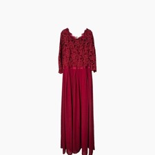Miusol Red Lace Maxi Dress Long Sleeve Long Length Size L Regular