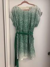 Eliza J Printed green and white  Tie Waist Shift Dress 12