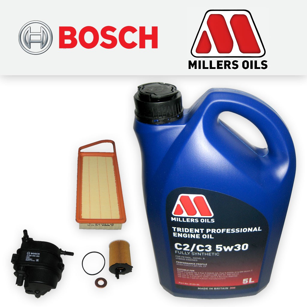 SERVICE KIT PEUGEOT 206 1.4 HDI 8V OIL AIR FUEL FILTERS +5w30 FS OIL (2002-2007)