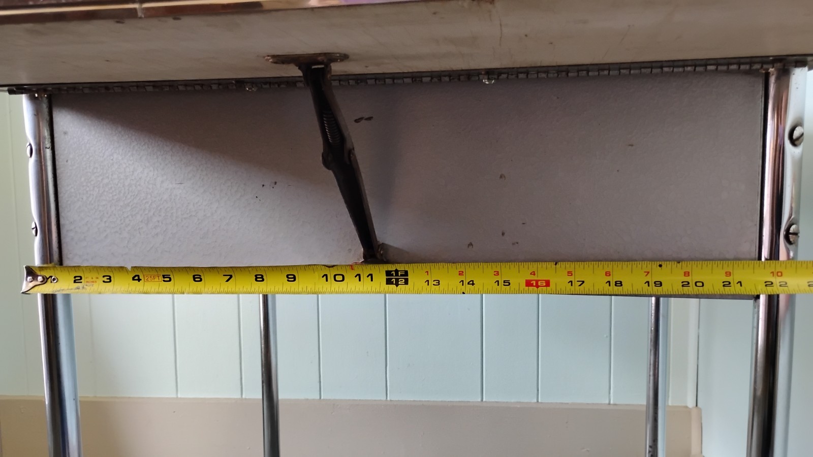 50's Chrome & Cracked Ice Formica Drop Leaf Table Cart w/Drawer Wheels 27"T MCM