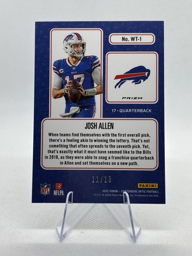 Boleto ganador óptico Panini Contenders 2022 Josh Allen rojo blanco azul mojo/13 - Imagen 2 de 2