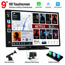 Wireless CarPlay Screen AI Box 9" Touchscreen Netflix YouTube TikTok Rear Camera