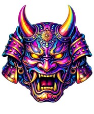 5 oz .999 Fine Copper Colorized Oni Demon Mask | Shaped Capsule & Box IN STOCK