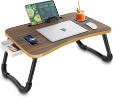 Mesa portatil plegable cama multifuncion con cajon soporte vaso laptop y tablet