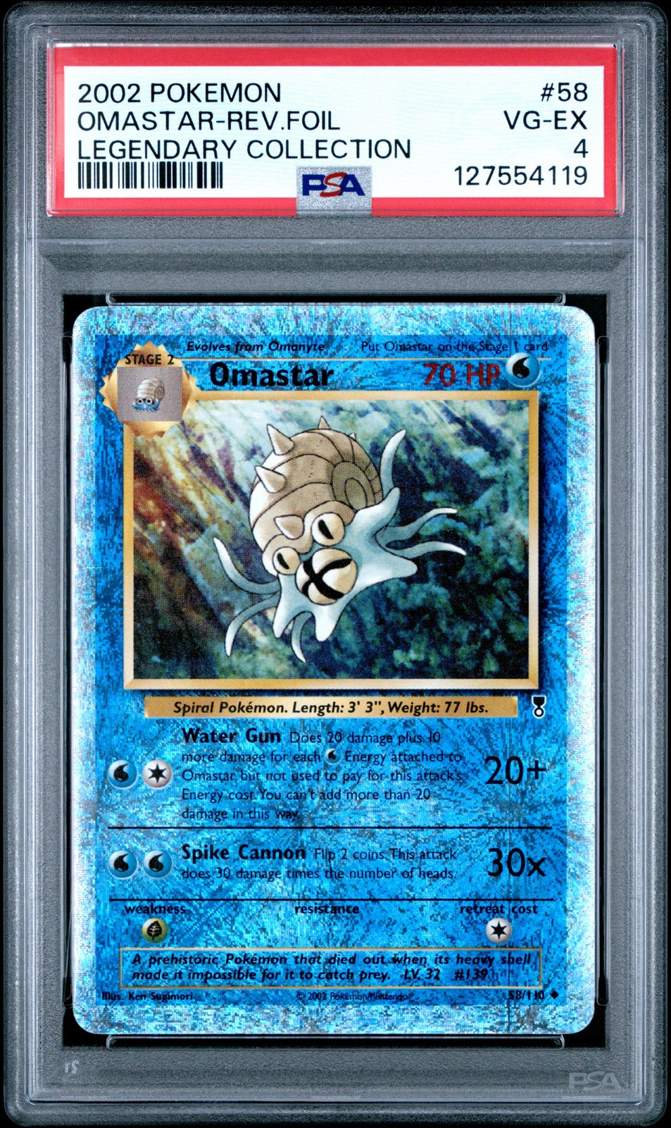 Omastar Reverse Holo Pokemon Legendary Collection 58 NM PSA 4