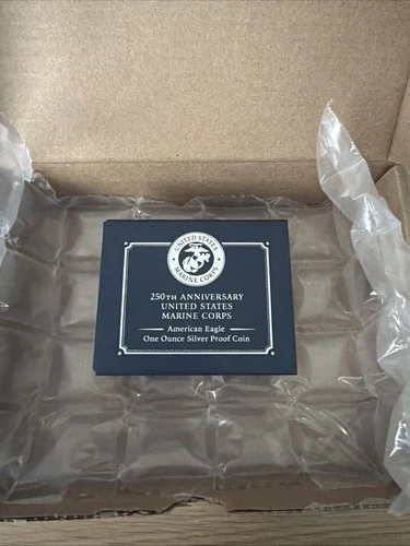 250th Anniversary Marine Corps American Eagle One Oz Silver Proof Coin NEW BOXED