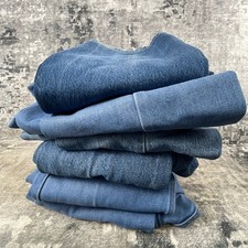 Vtg Lot 10 lbs Denim JC Penney Wrangler Unisex Era 80s Solid Blue Scrap DIY