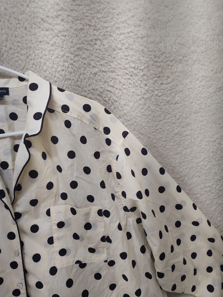 Pijama de mujer Gap Body grande negro a lunares 100 % algodón manga larga Foto 3 de 4