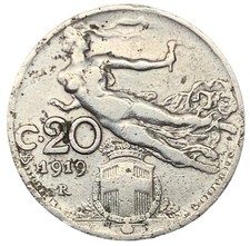 20 CENTESIMI 1919 - LIBERTÀ LIBRATA - ITALIA - VITTORIO EMANUELE III - NC - qBB