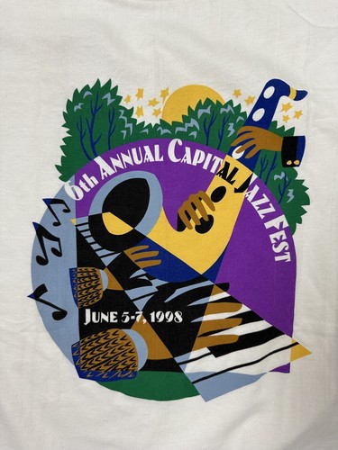 1998 Capital Jazz Fest T-Shirt XL Columbia Maryland Music Art Saxaphone VTG 90s - Picture 2 of 18