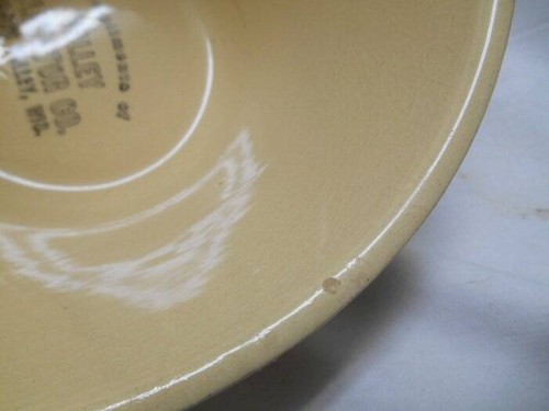 Old WATT Pottery APPLE BOWL w ADVERTISING VALLEY ELEVATOR CO SPRING VALLEY WIS - Picture 8 of 8