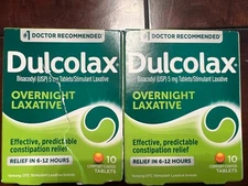(2) Dulcolax Laxative overnight Constipation Relief 10 Ct total Exp 8/26