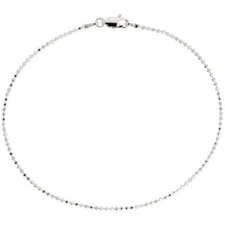 1mm to 2mm Sterling Silver Diamond Cut Bead Ball Chain Necklace or Bracelet