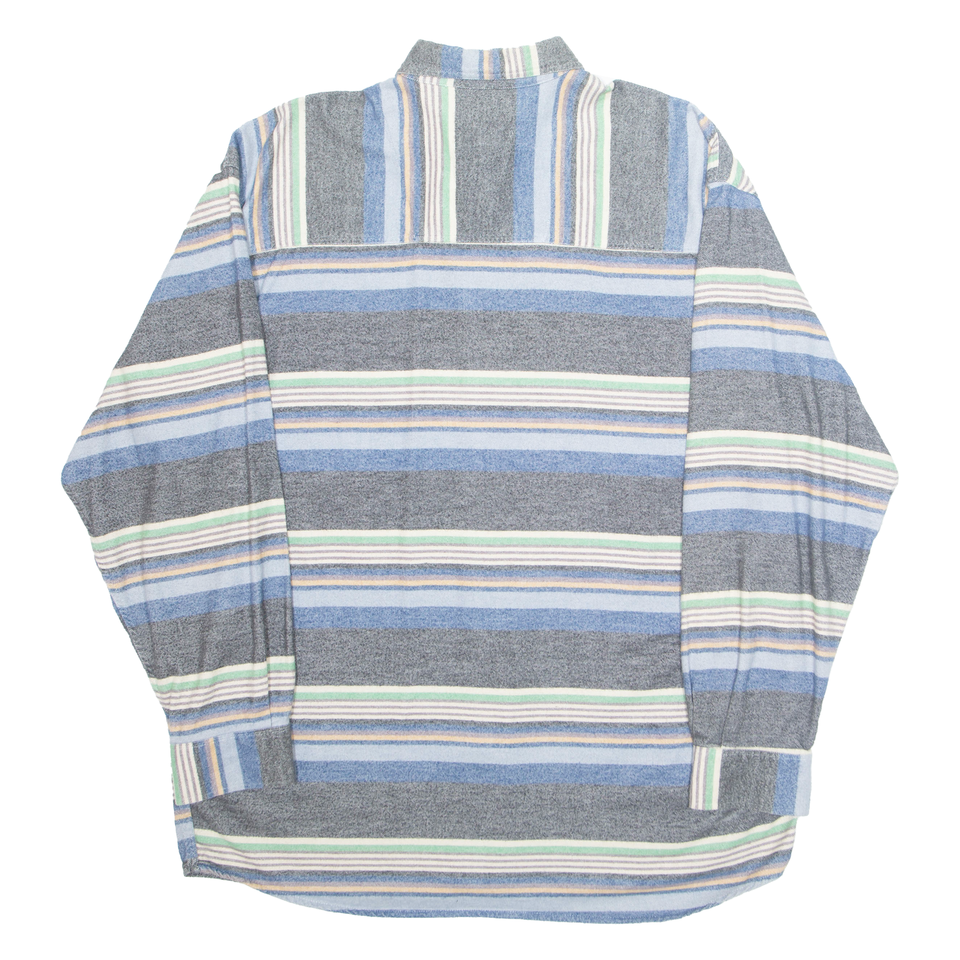 H.LANDERS Mens Flannel Shirt Grey Striped Long Sleeve XL eBay