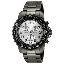 Invicta Men's Specialty Pilot Gunmetal SS Silver Dial Chronograph Watch 11370