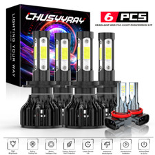 For BMW X5 2007-2013 LED Headlight Hi/Low Beam Fog Light Bulbs 6000K White Combo