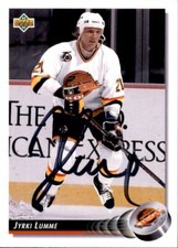 Jyrki Lumme Signed Auto 1992-93 Upper Deck card Vancouver Canucks