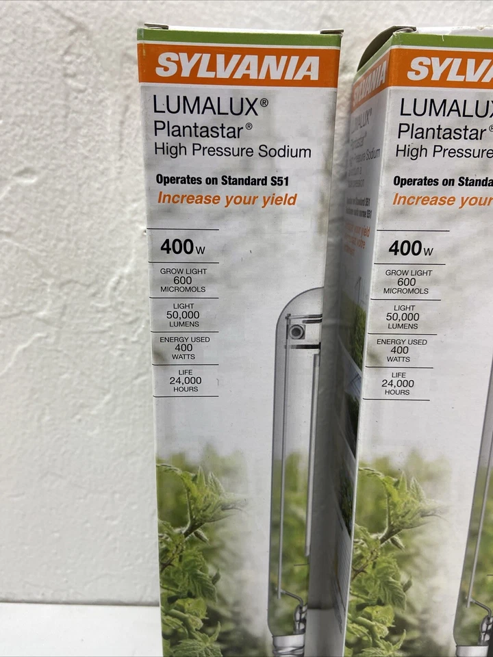(3 包)SYLVANIA 400W Plantastar 高压钠 HID 生长灯 T14.5 S51 — 第 2/4 张图片