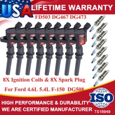 8X Ignition Coil Pack and Iridium Spark Plug For Ford F-150 4.6L 5.4L V8 DG508