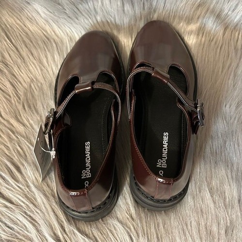 No Boundaries Mary Jane Loafers Women's Size 8 Maroon Platform Adjustable Shoes - Picture 6 of 8