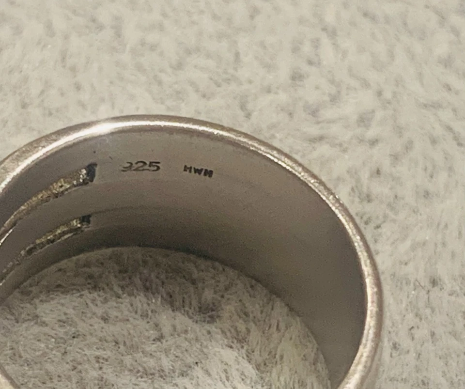 925/- Silberring, Bandring, mit weißen simulierten Diamanten Gr. 53, Damen - Bild 3 von 3