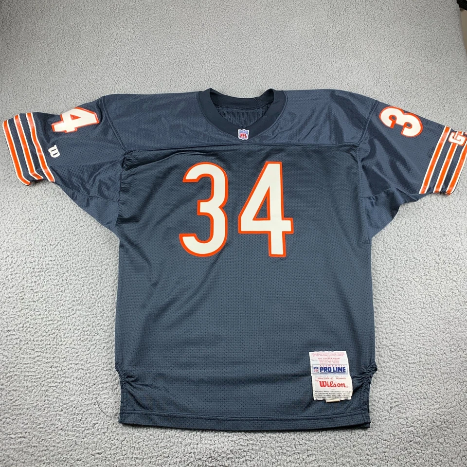 Camiseta De Colección Walter Payton 48 Negra Chicago Bears Wilson Hecha en EE. UU. Corte Profesional Foto 2 de 4