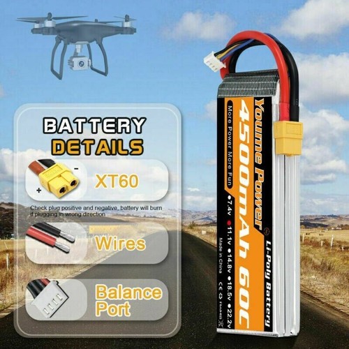 2Stück 11,1V 4500mAh 3S Lipo Akku XT60 60C für RC Auto-Akku Flugzeug Quad FPV - Bild 4 von 6