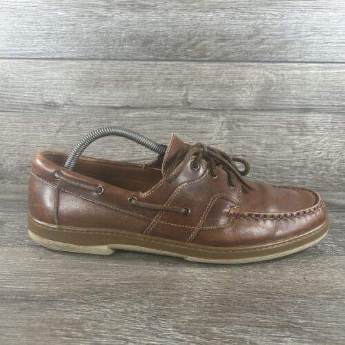 Allen Edmonds Eastport Boat Shoes Mens 10 E Wide Brown Leather Lace Up Casual - Picture 1 of 18