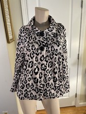 Chico's Animal Cheetah Print Faux Fur Swing Jacket Lined Size 1