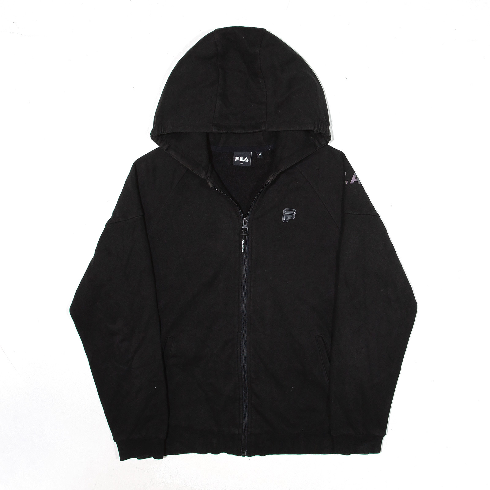 FILA Felpa con Cappuccio Uomo Sportiva Nera Full Zip Relaxed S