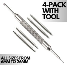 High Quality Watch Pins - 4 Pack with Tool -  Handpicked Watch Strap Spring Bars