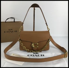 COACH CAF52 ChainTabby Crossbody Shoulder Bag Khaki BRown Pebble Leather OutletS