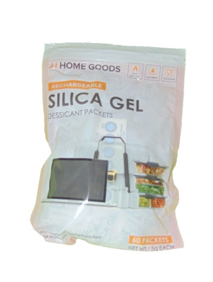 JJ Home Goods Rechargeable Silica Gel Desiccant Packets 60 Pack Food Grade 5g