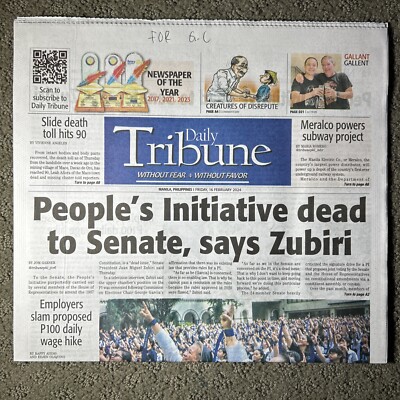 Daily Tribune Newspaper Manila Philippines February 16, 2024 Full Issue Newstand