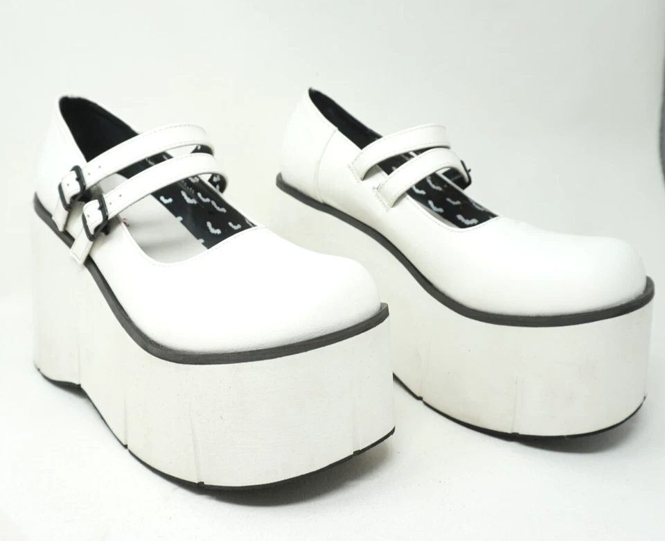 Zapatos Demonia Kera 08 Mujer Talla 8 Blanco Plataforma Mary Jane Muñeca Gótico Juegos con disfraces Foto 2 de 4
