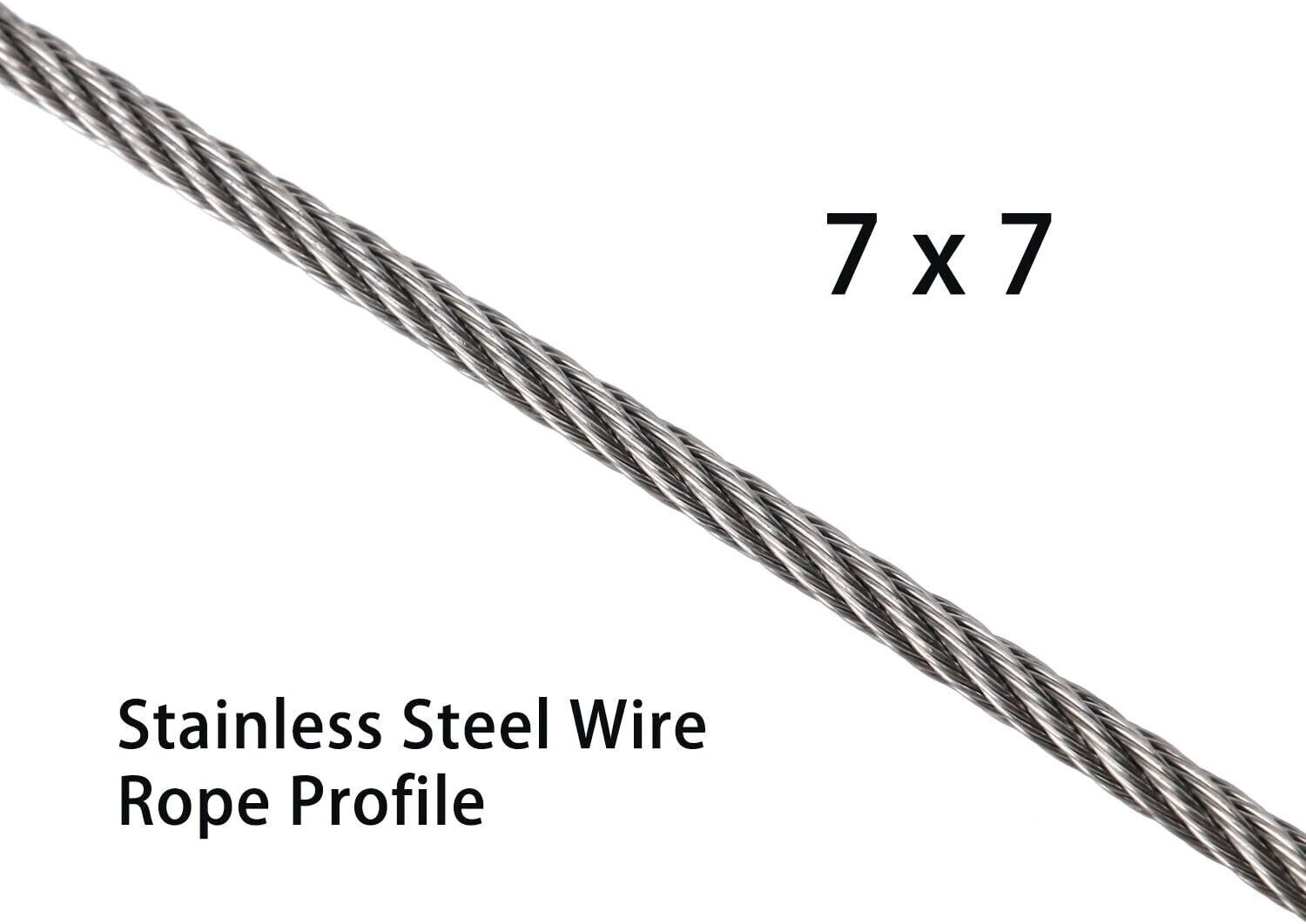 200FT 1/8" Stainless Steel Cable Wire Rope Aircraft Cable Railing Decking 7x7