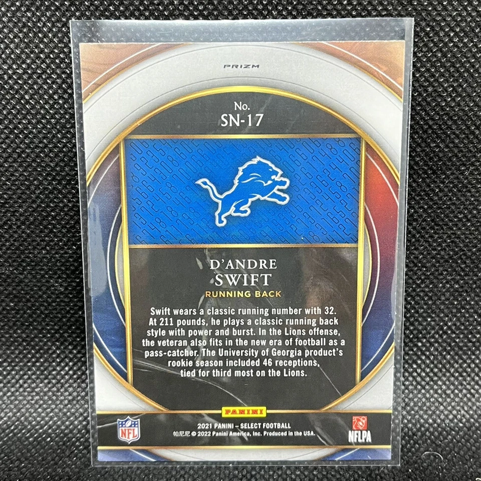D'Andre Swift #SN-17 Numbers SIlver Prizm 2021 Panini Select Football 2nd Yr DET - Image 2 of 2