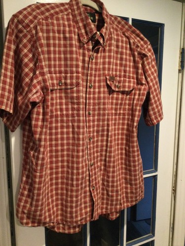 RedHead Shirt Mens XL Red Plaid Button up Short Sleeve Outdoors Red head